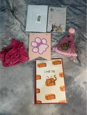 Cat Theme Party Bundle – Invitations, Banner, Balloons & Hat 🐾🎉